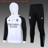 Real Madrid Soccer Sweatshirt + Pants Replica White 2023/24 Youth (Hoodie)
