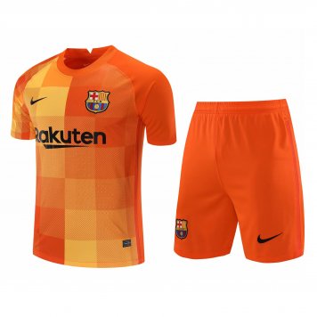 Barcelona Soccer Jersey + Short Replica Goalkeeper Orange Mens 2021/22