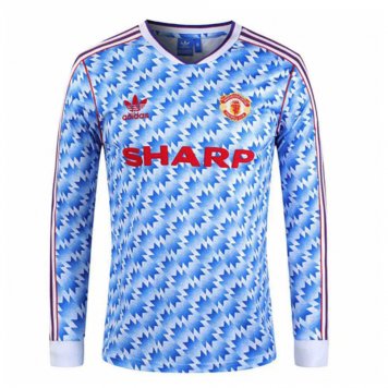 90/92 Manchester United Retro Away Long Sleeve Mens Soccer Jersey Replica