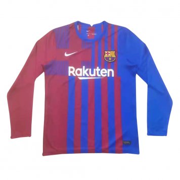 2021/22 Barcelona Home Long Sleeve Mens Soccer Jersey Replica