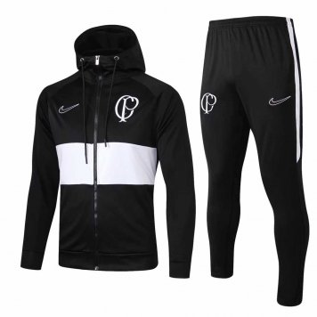 2019/20 Corinthians Hoodie Black Mens Soccer Training Suit(Jacket + Pants)