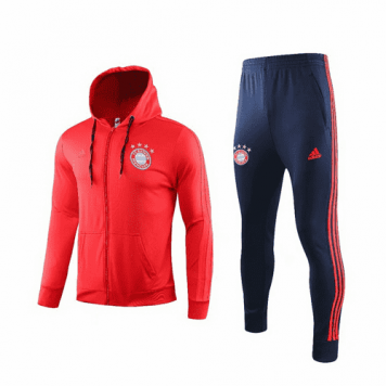 2019/20 Bayern Munich Hoodie Light Red Mens Soccer Training Suit(Jacket + Pants)