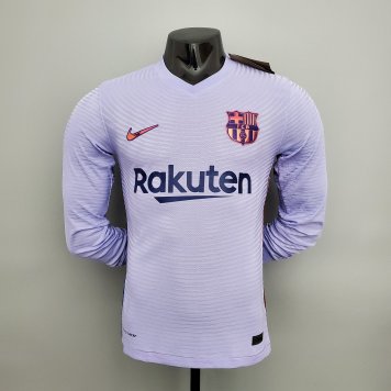 Barcelona Soccer Jersey Replica Away Long Sleeve Mens 2021/22 (Player Version)