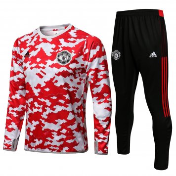 Manchester United Soccer Training Suit Red - White Mens 2021/22