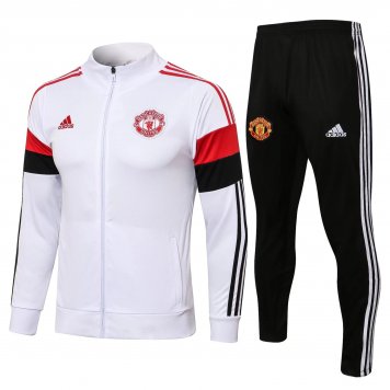 Manchester United Soccer Training Suit Jacket + Pants Replica White II Mens 2021-22