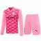 2020/21 Manchester City Goalkeeper Pink Long Sleeve Mens Soccer Jersey Replica + Shorts Set