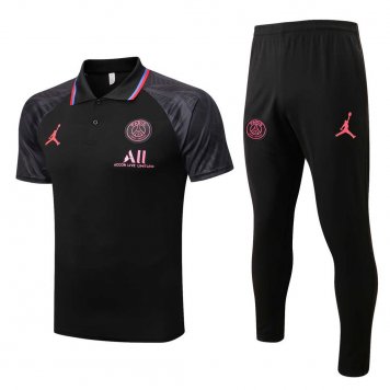 PSG Soccer Polo + Pants Replica Black 2022/23 Mens