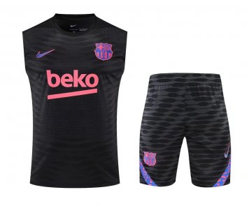Barcelona Soccer Training Suit Singlet + Short Black Mens 2022/23