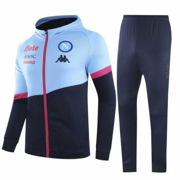 2020/21 Napoli Blue Mens Hoodie Soccer Training Suit(Jacket + Pants)