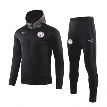 2019/20 Manchester City Hoodie Black Mens Soccer Training Suit(Jacket + Pants) [46912382]