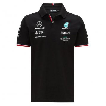 Mercedes AMG Petronas F1 Team Polo Jersey Black Mens 2021