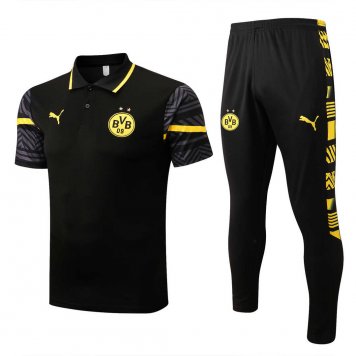 Dortmund Soccer Polo + Pants Replica Black 2022/23 Mens