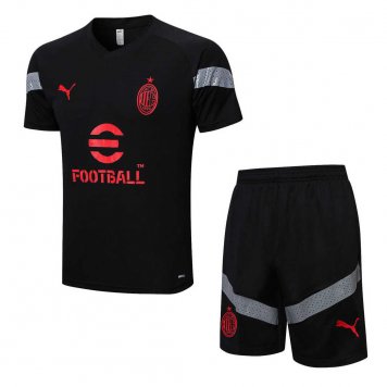 AC Milan Soccer Jersey + Short Replica Black 2022/23 Mens