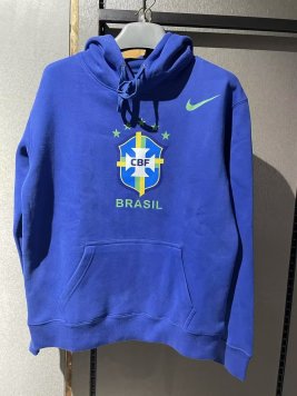 Brazil Blue Pullover Hoodie Soccer Sweatshirt Replica 2022 Mens
