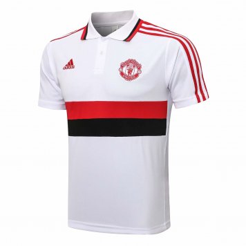 Manchester United Soccer Polo Jersey Replica White RB Mens 2021-22