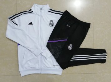 Real Madrid Soccer Training Suit Jacket + Pants White Mens 2022/23
