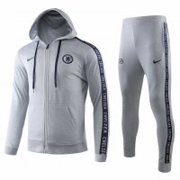 2019/20 Chelsea Hoodie Grey Mens Soccer Training Suit(Jacket + Pants)