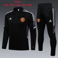 Manchester United Soccer Training Suit Black - White Youth 2021/22