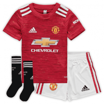 2020/21 Manchester United Home Kids Soccer Kit(Jersey+Shorts+Socks)