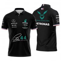 Mercedes AMG Petronas F1 Team Polo Jersey Black Mens 2022