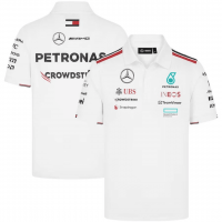 Mercedes AMG Petronas F1 Team Polo Jersey White 2024 Mens