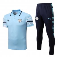 Manchester City Soccer Polo + Pants Replica Light Blue 2022/23 Mens