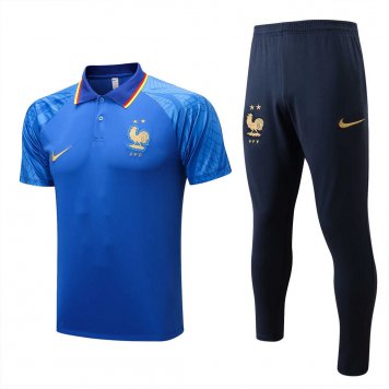 France Soccer Polo + Pants Replica Blue 2022/23 Mens