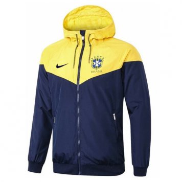 Brazil All Weather Windrunner Soccer Jacket Hoodie Yellow - Navy Mens 2022