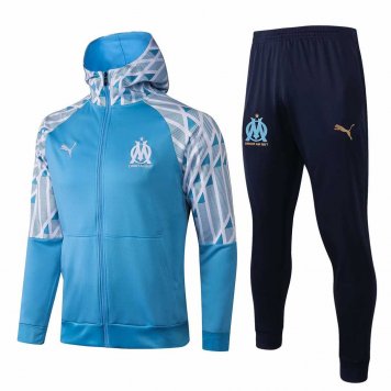 2020/21 Olympique Marseille Hoodie Blue Soccer Training Suit (Jacket + Pants) Mens [2020127921]