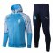 2020/21 Olympique Marseille Hoodie Blue Soccer Training Suit (Jacket + Pants) Mens