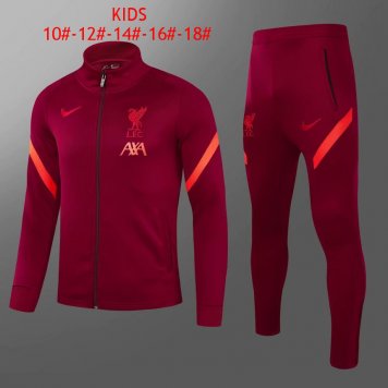 2021/22 Liverpool Burgundy Soccer Training Suit (Jacket + Pants) Kids