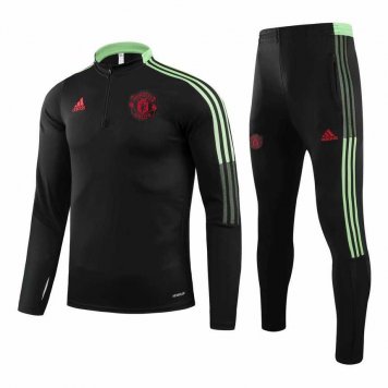 2021/22 Manchester United Black Half Zip Soccer Training Suit Mens