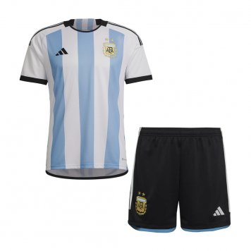Argentina Soccer Jersey + Short Replica Home Youth 2022 FIFA World Cup Qatar