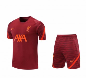 2021/22 Liverpool Burgundy Soccer Training Suit (Jersey + Short) Mens