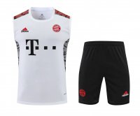 Bayern Munich Soccer Training Suit Singlet + Short White Mens 2022/23