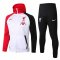 2020/21 Liverpool White Mens Hoodie Soccer Training Suit(Jacket + Pants)