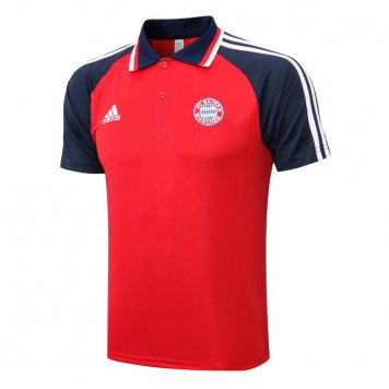 Bayern Munich Soccer Polo Jersey Red - Navy Mens 2021/22