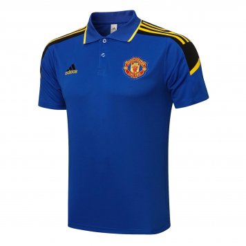 Manchester United Soccer Polo Jersey Blue Mens 2021/22