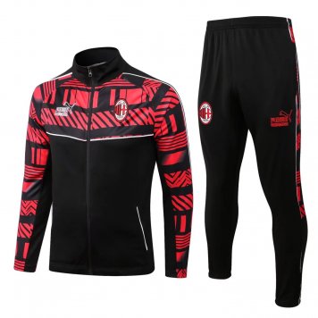 AC Milan Soccer Training Suit Jacket + Pants Black 2022/23 Mens