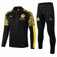 2019/20 Borussia Dortmund Black Mens Soccer Training Suit(Jacket + Pants)