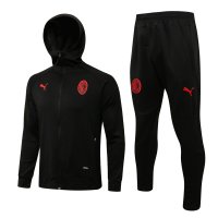 AC Milan Soccer Training Suit Jacket + Pants Hoodie Black Mens 2021/22