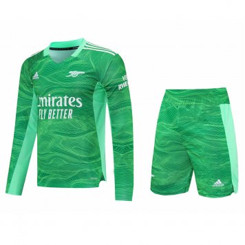 Arsenal Soccer Jersey + Short Replica Goalkeeper Green Long Sleeve Mens 2021/22