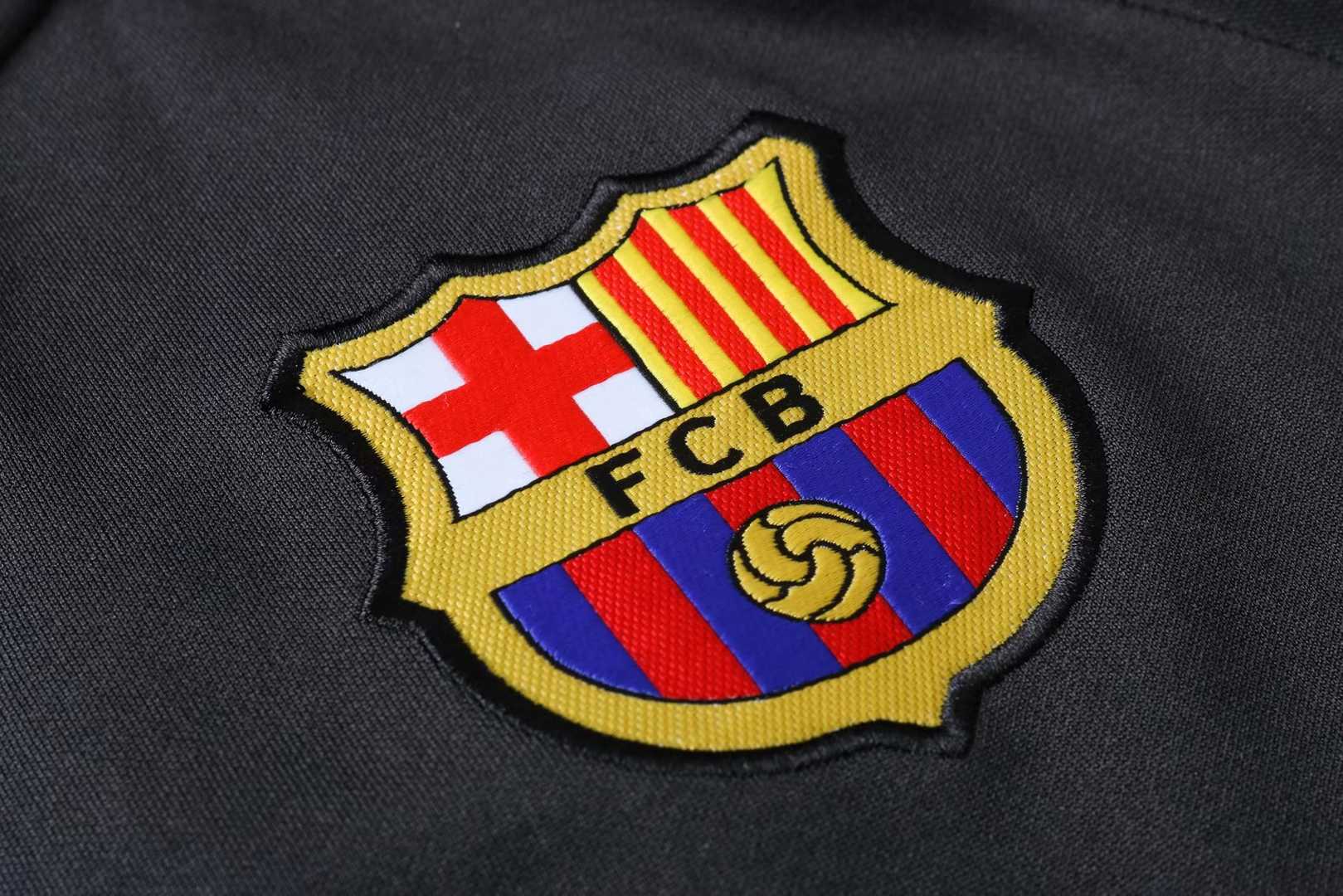2019/20 Barcelona Hoodie Black Mens Soccer Training Suit(Jacket + Pants ...