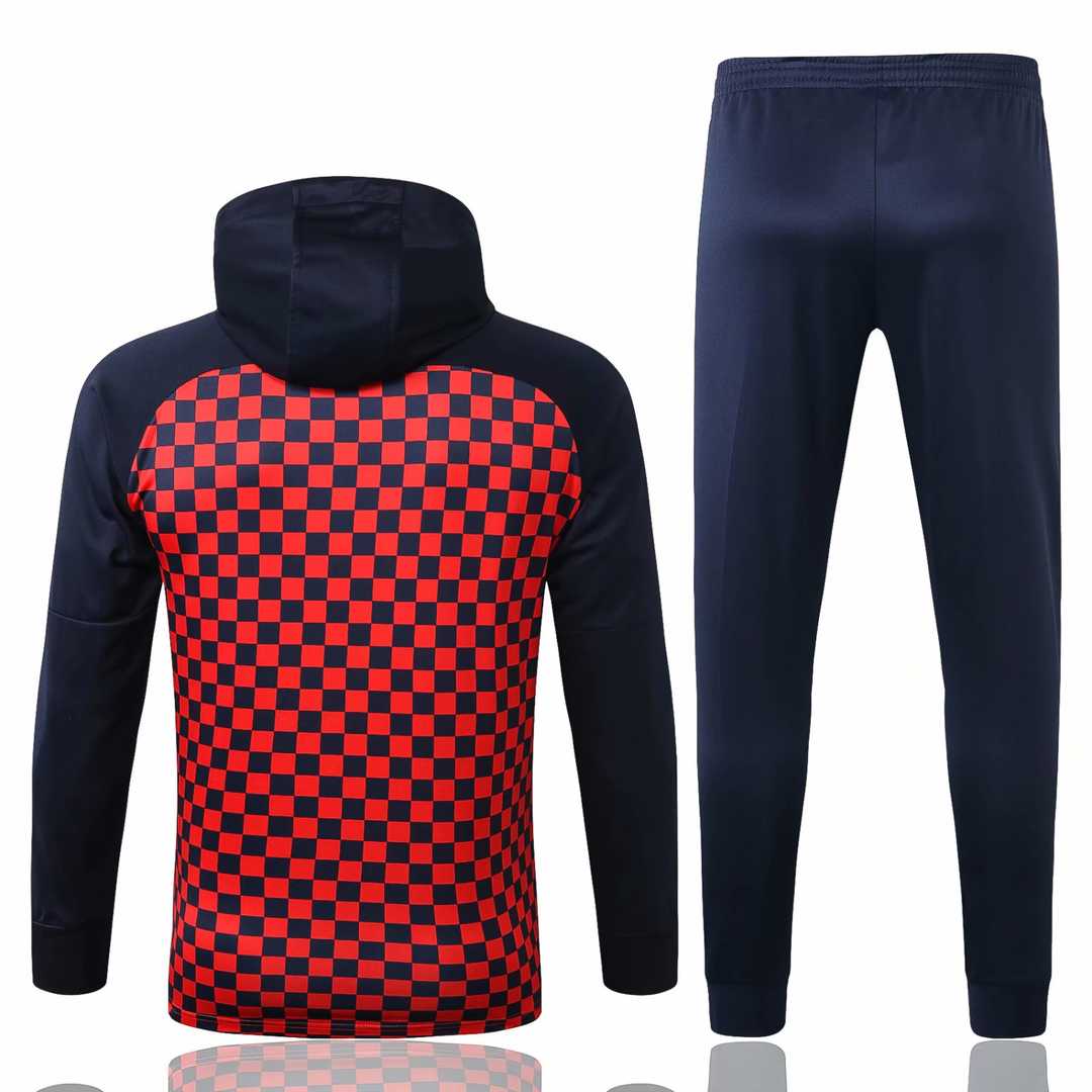 2019/20 Barcelona Hoodie Blue Mens Soccer Training Suit(SweatJersey + Pants)