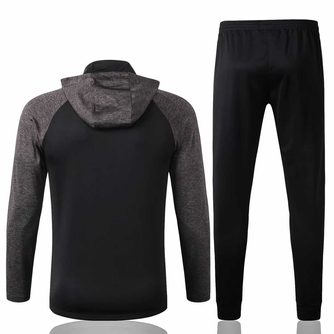 2019/20 Liverpool Hoodie Black Mens Soccer Training Suit(Jacket + Pants)