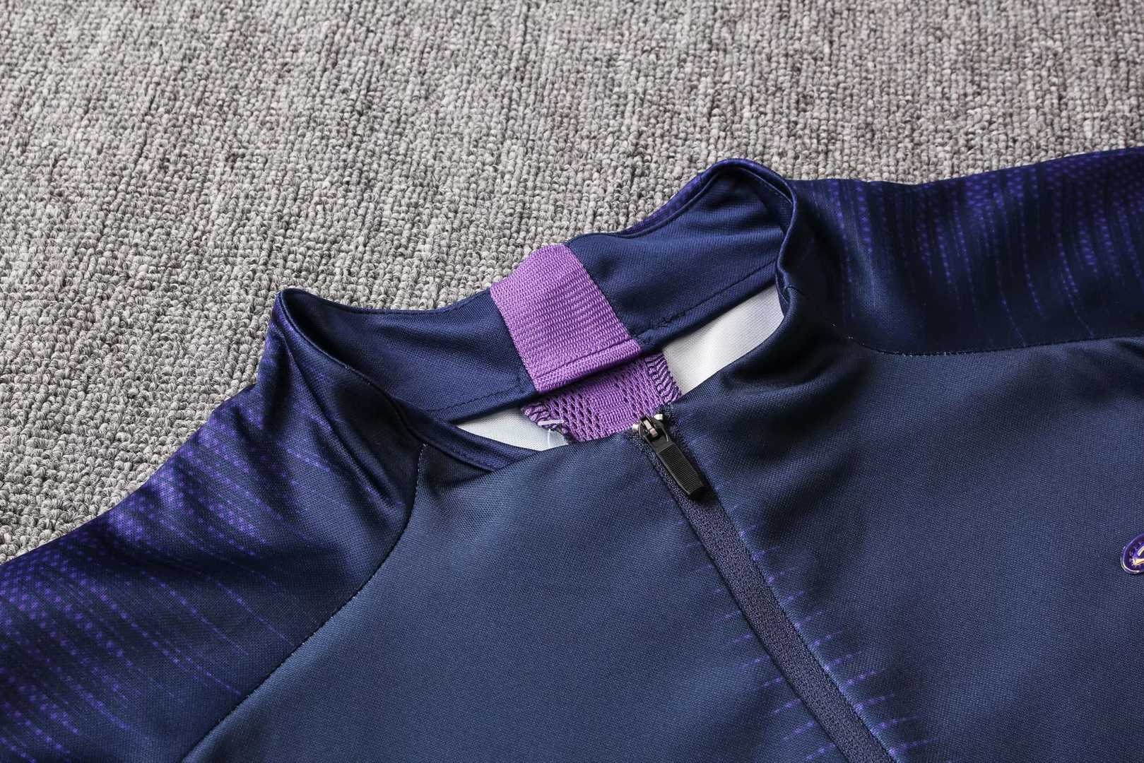 2019/20 Tottenham Hotspur Half Zip Purple Stripe Mens Soccer Training Suit(Jacket + Pants)