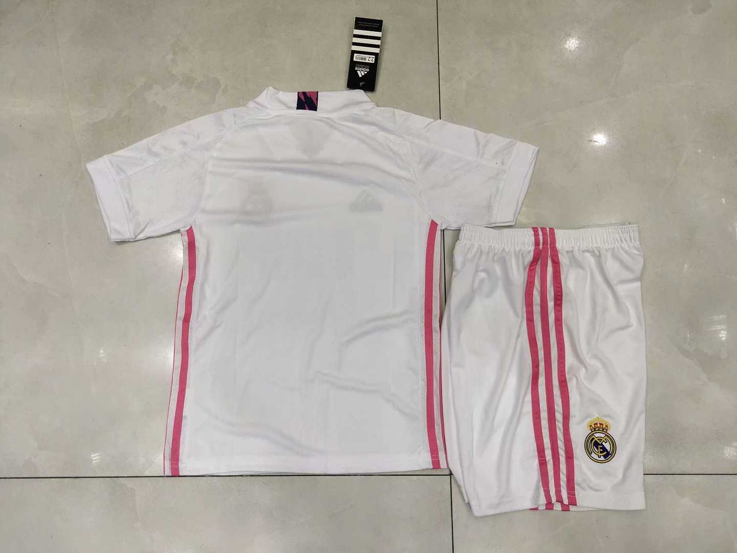 2020/21 Real Madrid Home Kids Soccer Kit (Jersey + Shorts)
