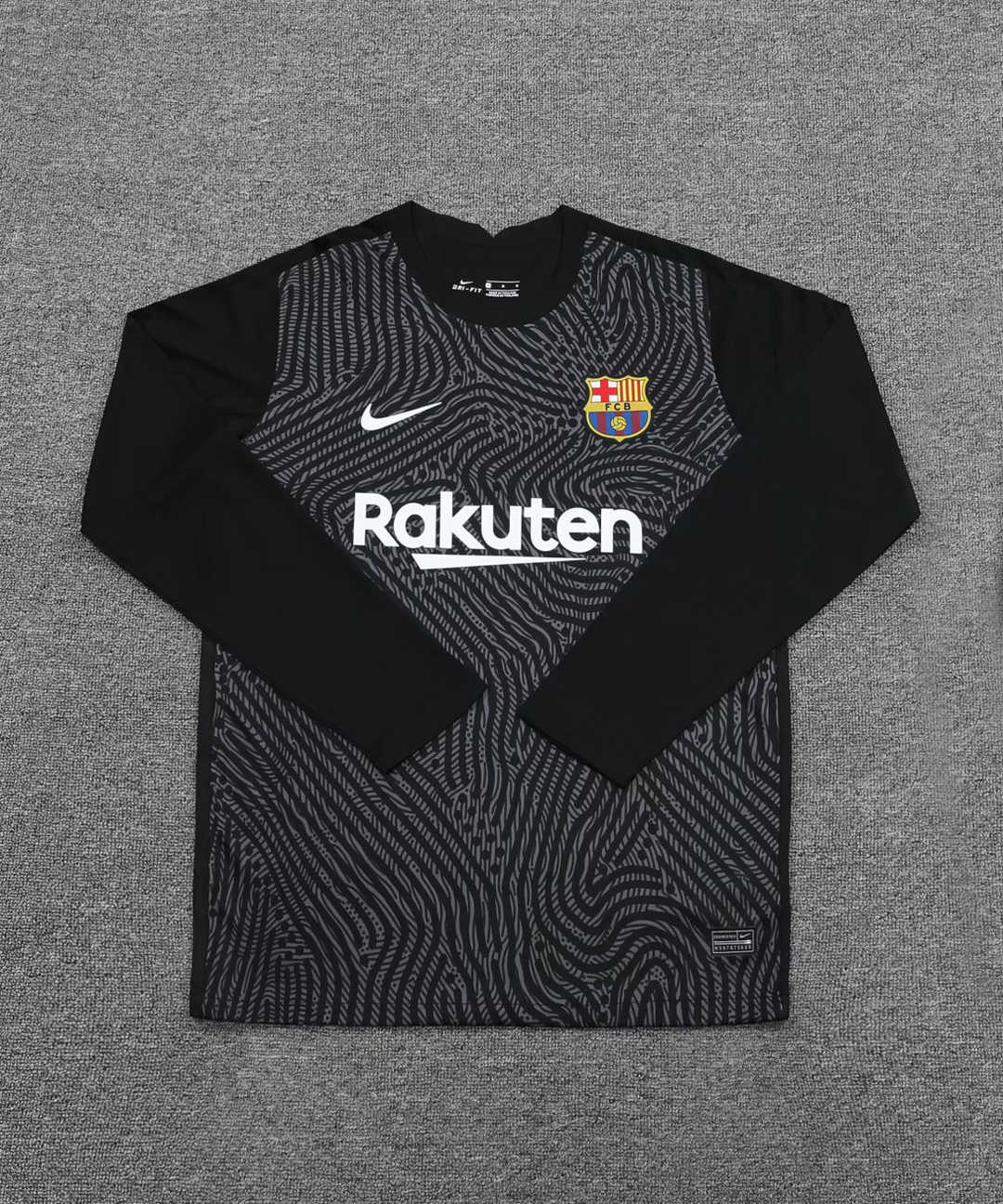 2020/21 Barcelona Goalkeeper Black Long Sleeve Mens Soccer Jersey Replica  