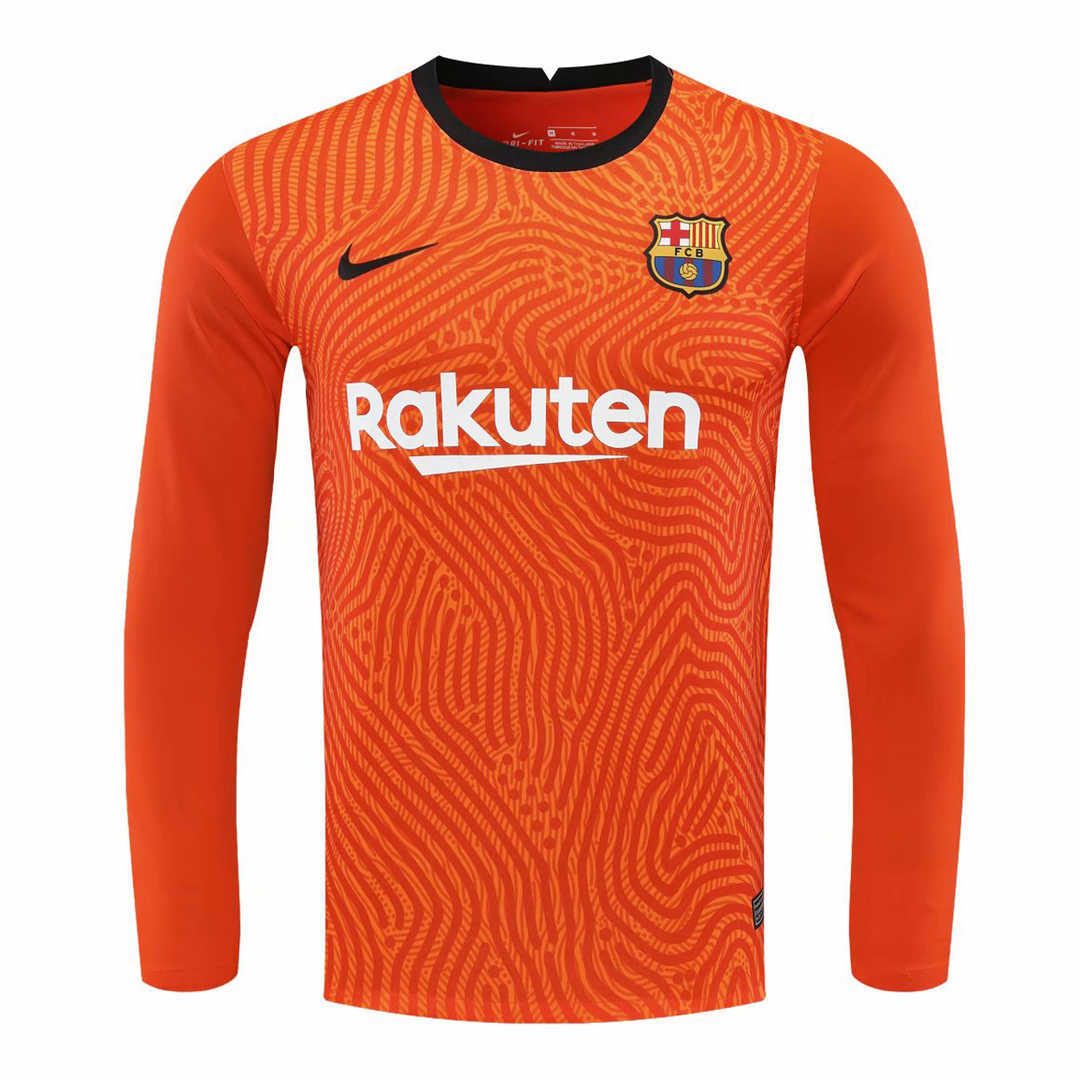 2020/21 Barcelona Goalkeeper Orange Long Sleeve Mens Soccer Jersey Replica  