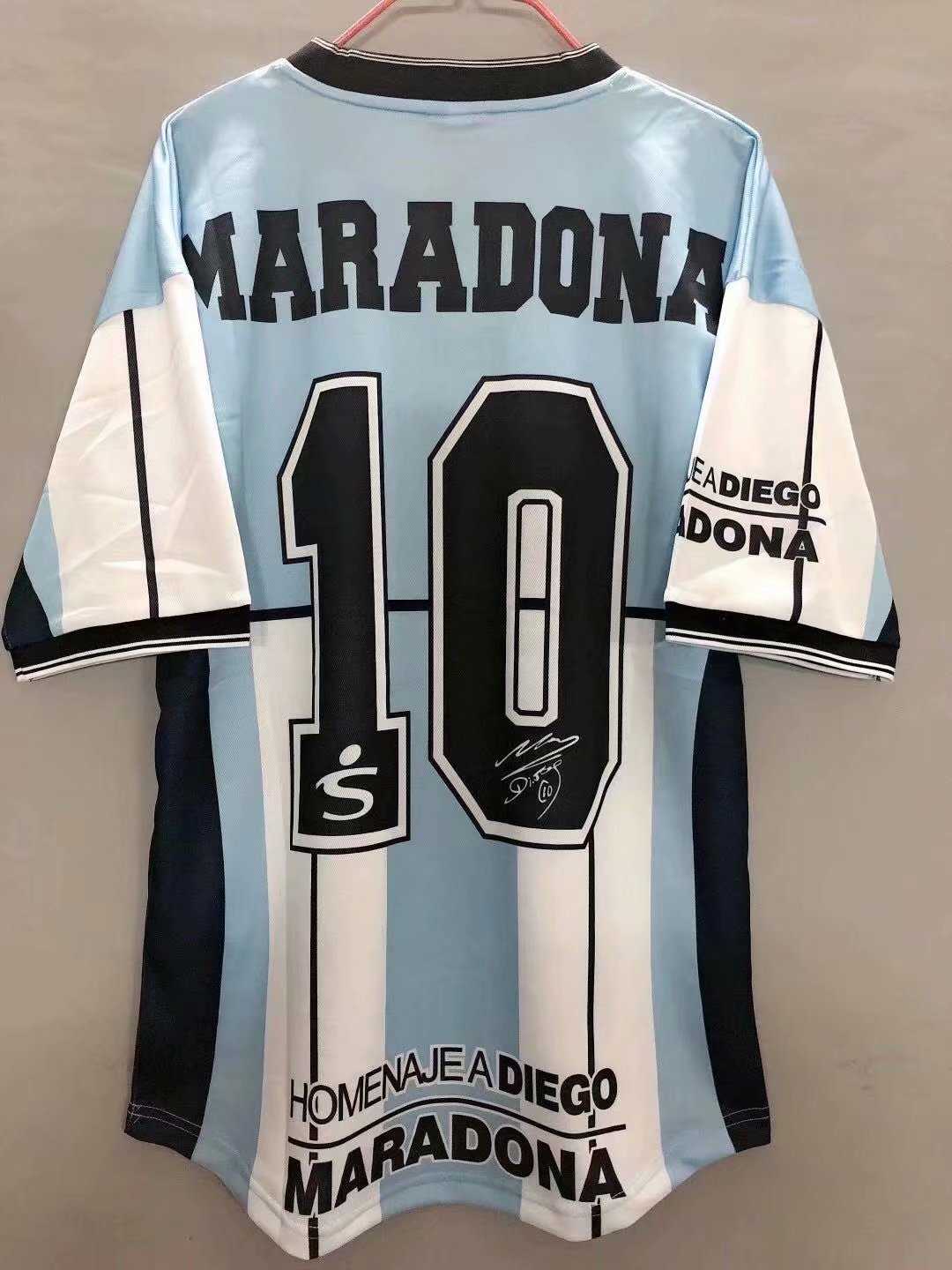 2001 Argentina Farewell Diego Maradona Testimonial Retro Mens Soccer Jersey Replica  